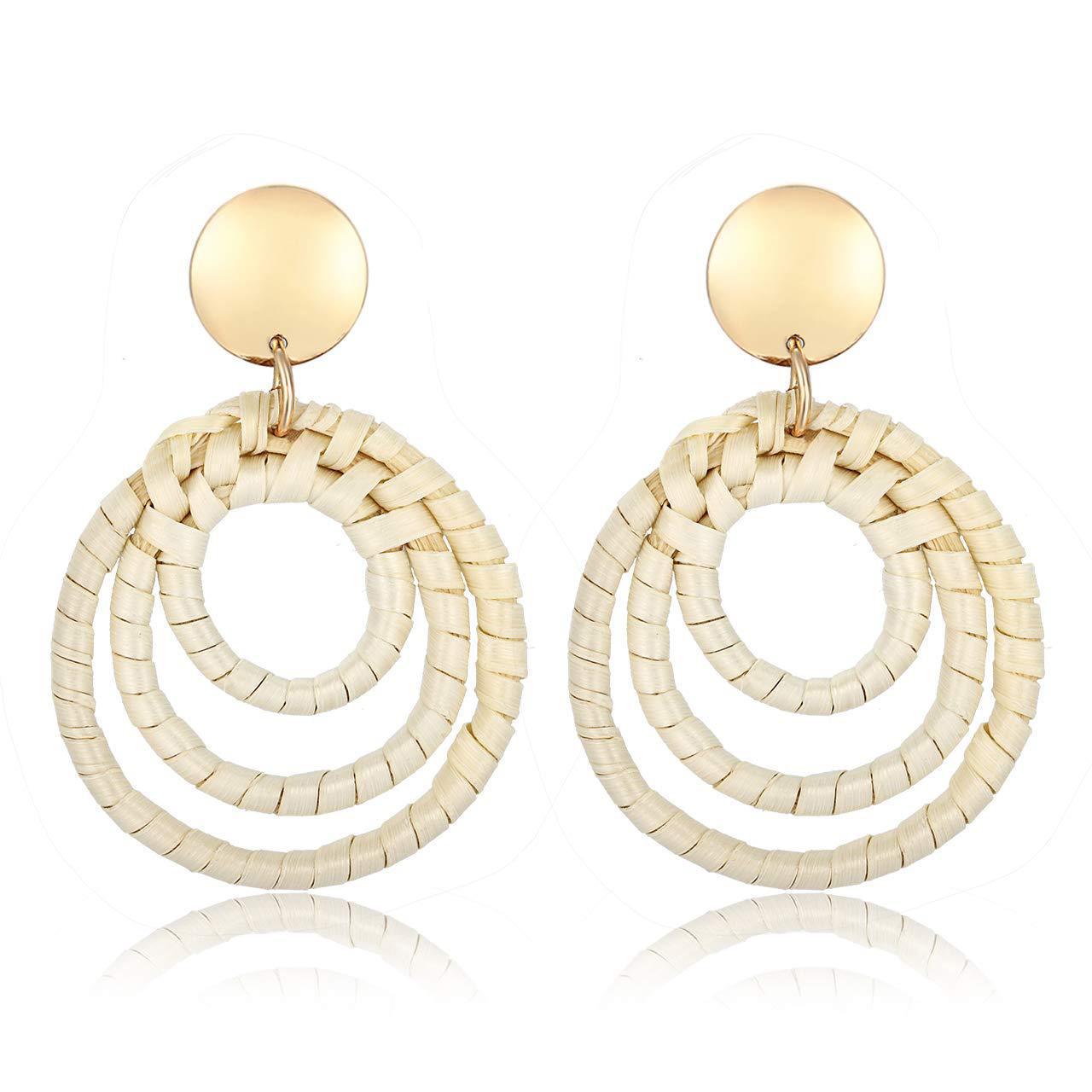 Wholesale Fashion Creative Hand-woven Rattan Vintage Tassel Earrings